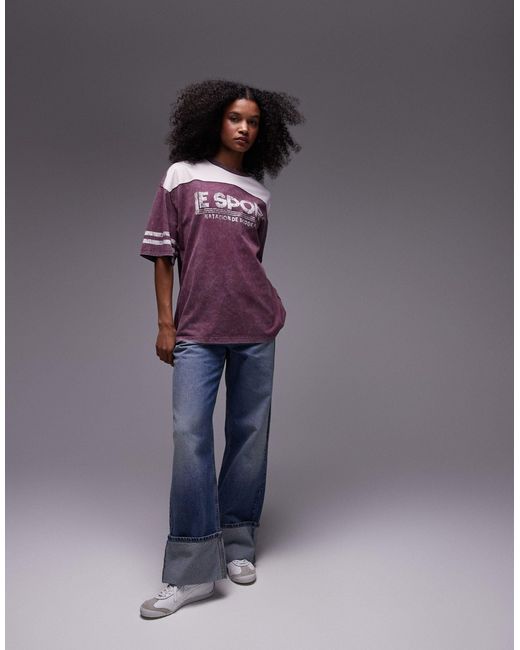 TOPSHOP Purple Co Ord Graphic Le Sports Oversized Tee