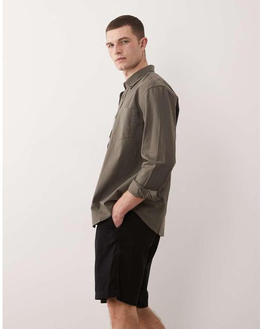 Jack & Jones Natural Drawstring Linen Mix Blend Shorts for men