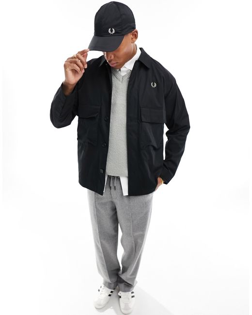Fred Perry – utility-hemdjacke aus ripstop in Black für Herren
