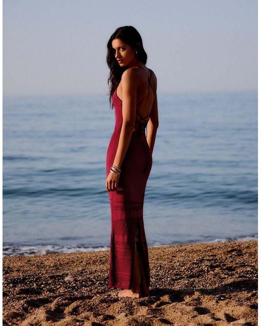 Bershka Blue Open-back Midi Dress