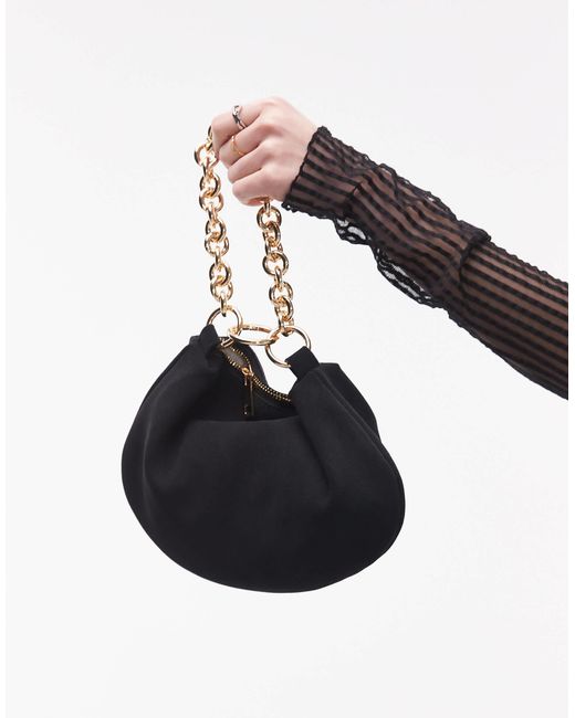 TOPSHOP Blue Gemima Chain Handle Suede Clutch Bag