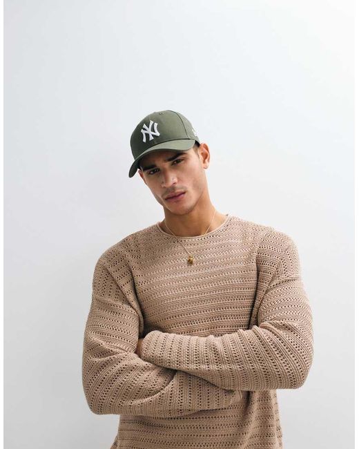 ASOS Natural Oversized Long Sleeve Knit Ribbed T-shirt for men