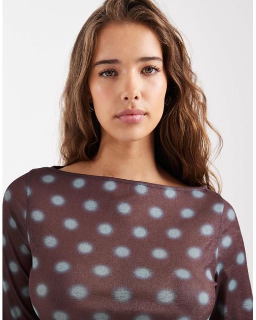 Collusion Purple Slash Neck Blur Spot Top