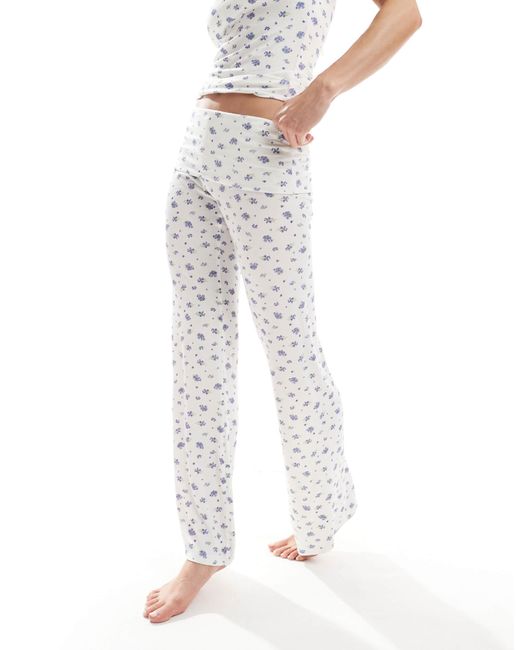 Cotton On White Cotton On Sleep Recovery Roll-waist Lounge Trousers Co-ord