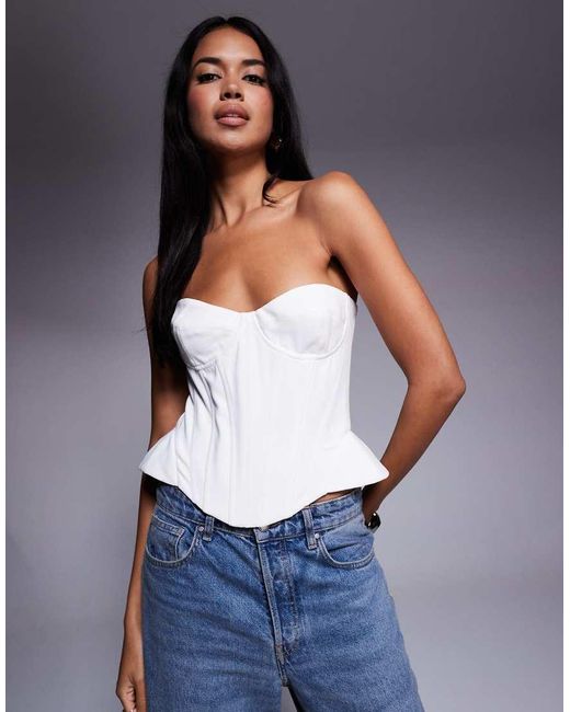 Bardot Blue Cristo Strapless Corset Bustier