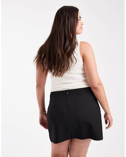 ASOS Black Curve Tailored Mini Skirt With Slit