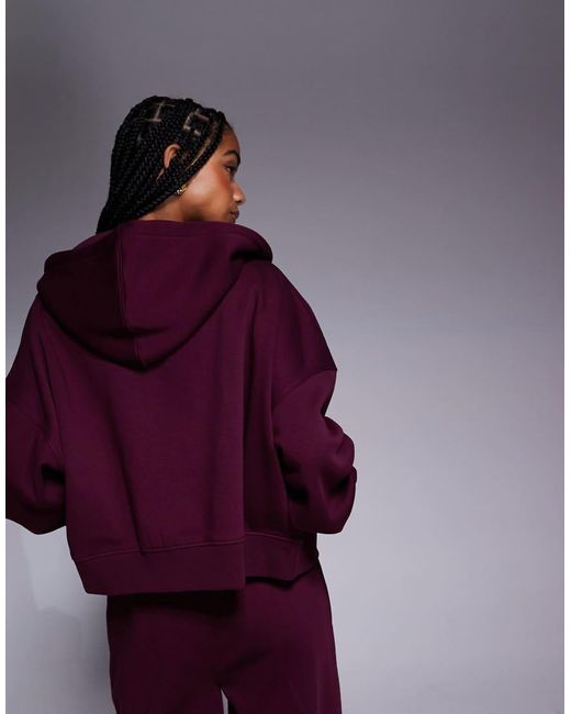 Sudadera Rojo Oscuro Con Capucha, Cremallera Y Logo Bordado De (Parte De Un Conjunto) Kaiia de color Purple