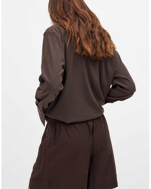 NA-KD Brown Long Mid Waist Shorts