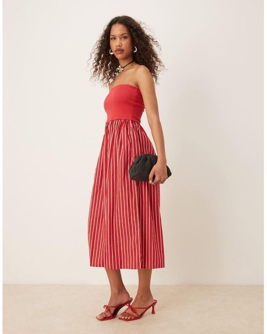 Nobody's Child Pink Felicity Contrast Bandeau Midi Dress