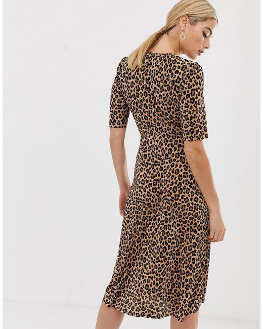 leopard print plisse dress