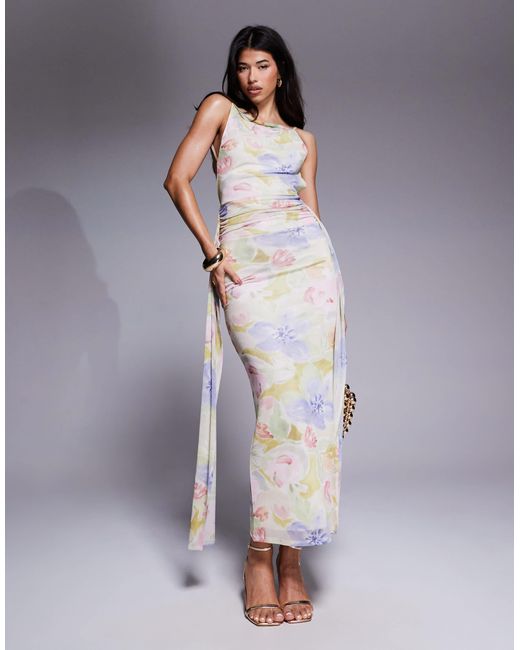 ASOS Purple Sleeveless With Open Back With Sash Detail Maxi Dress