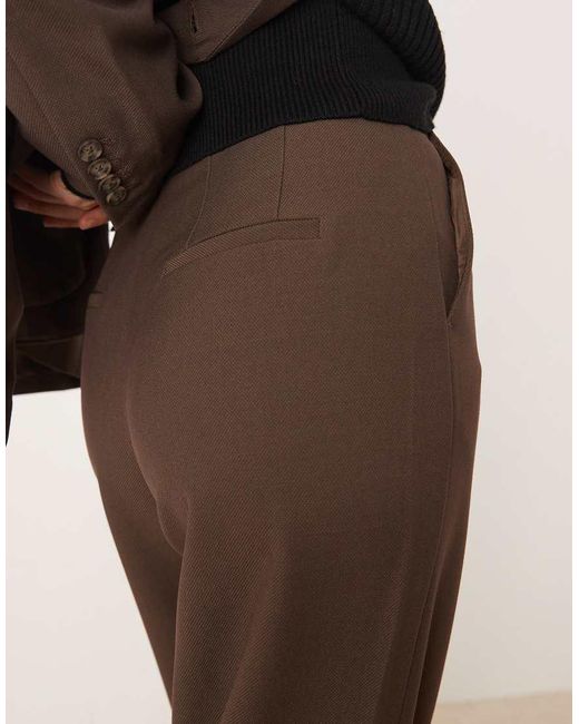 Y.A.S Brown High Waist Wide Leg Tailored Trouser Co-ord