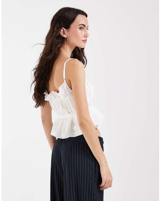 Muse Assembly White Shirred Taffeta Top With Waist Tie