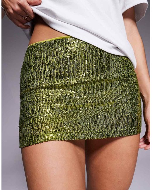 ASOS Green Allover Sequin Micro Mini Skort