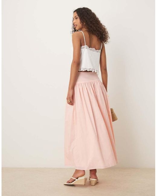 Falda Midi Rosa Lavado De Corte Voluminoso Con Cintura Baja De ASOS de color Pink