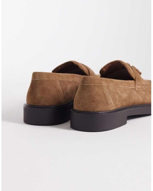 ASOS Brown Loafers With Angled Sole for men