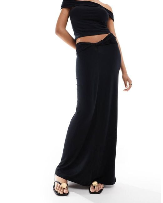 Vero Moda Twist Front Jersey Maxi Skirt Co Ord in Blue Lyst UK