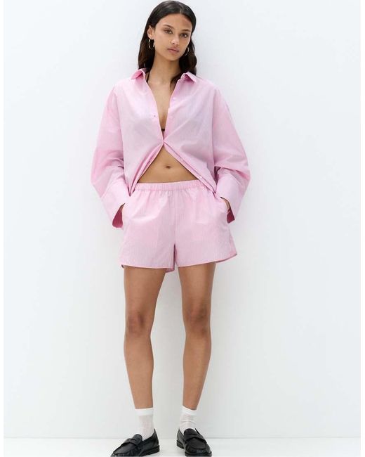 Pull&Bear Pink Striped Pyjama Shorts