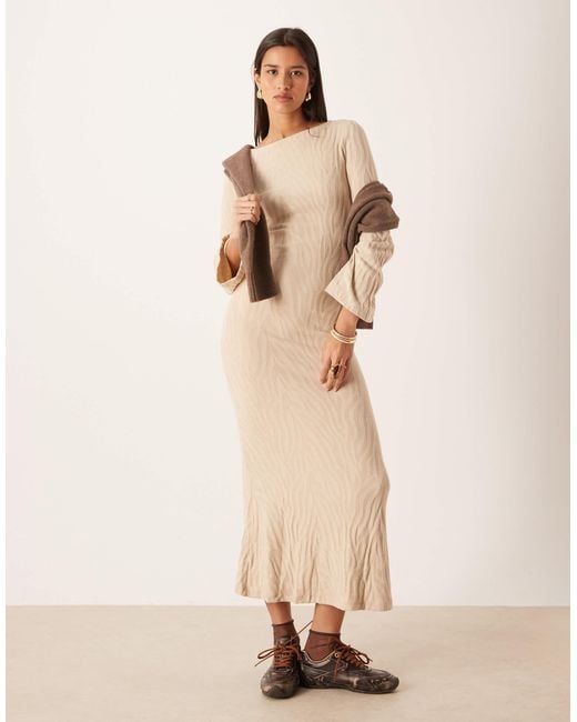 neutral flowy dress with sleeves Long Puff-Sleeve Prom Dress with Sheer Bodice Blue / 0 main image 1