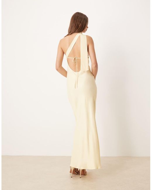 ASOS Natural Satin One Shoulder Maxi Dress