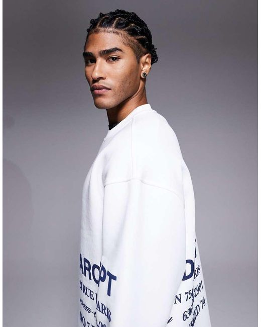 River Island White Essential Crew Printed Sweatshirt for men