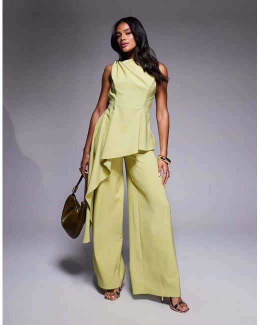 ASOS Metallic Twist Shoulder Draped Jumpsuit