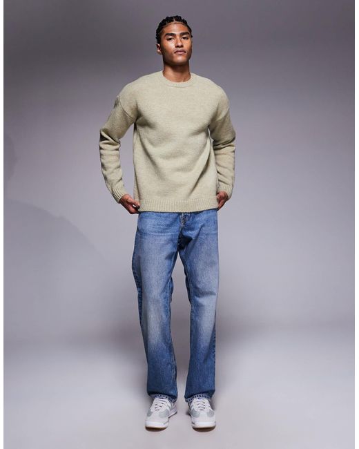 ASOS – relaxed fit strickpullover in Natural für Herren