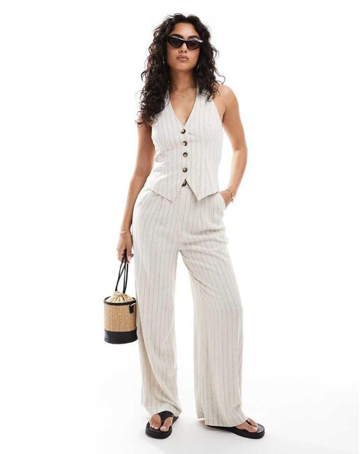 Miss Selfridge Elegante Gilet Van Linnenmix in het White