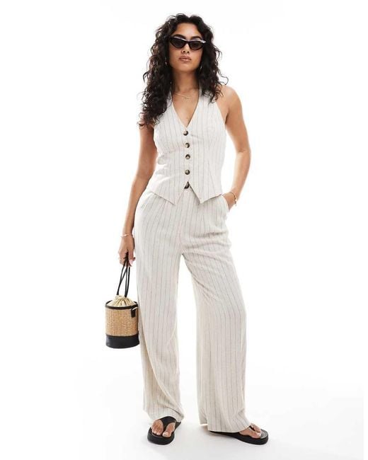 Miss Selfridge White Co-Ord Tailored Linen Waistcoat