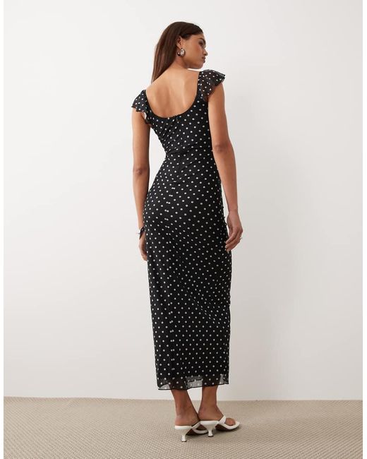 Princess Polly Black Sandberg Frill Sleeve Maxi Dress