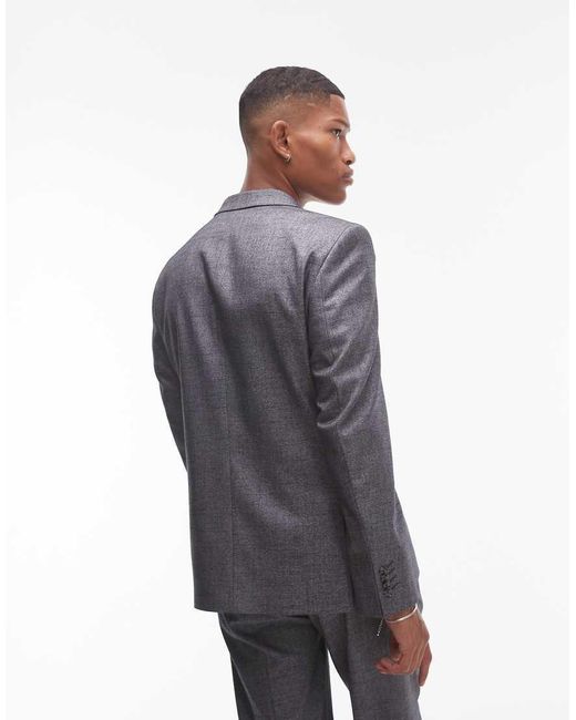 Topman Gray Slim Cross Hatch Suit Jacket for men