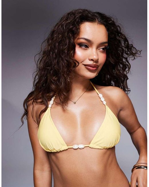 Top Bikini A Triangolo Con Perline di Candypants in Gray