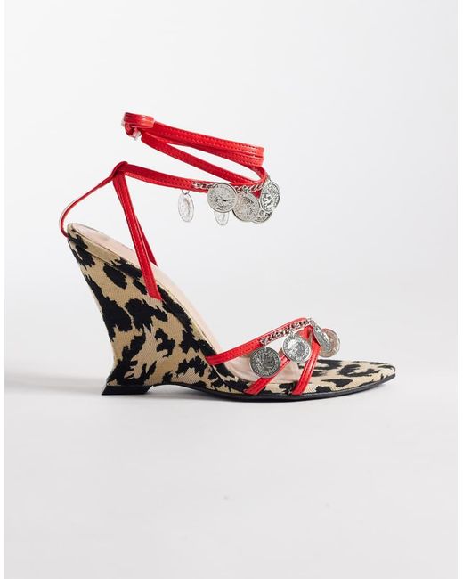 Public Desire White Roselle Wedge Sandals With Coin Detail