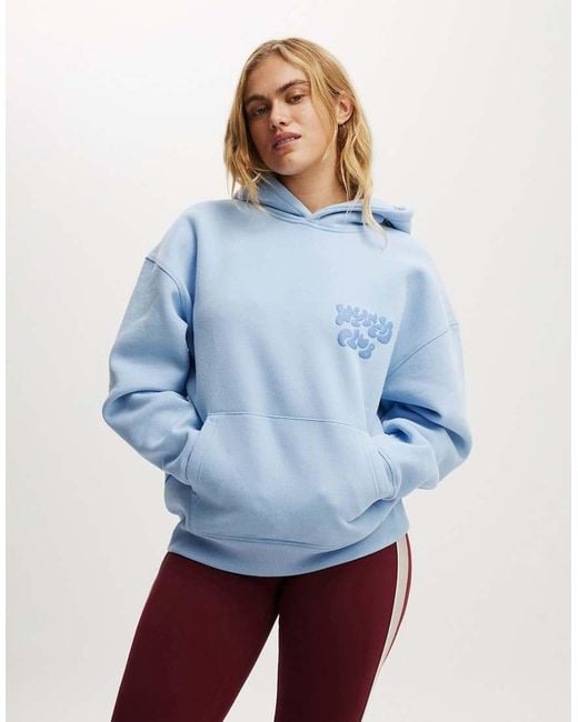 Cotton On Blue Plush Premium Graphic Hoodie