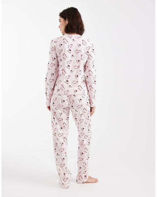 Pieces Pink Christmas Long Sleeve Pyjama Set