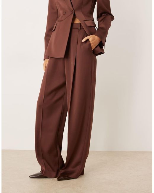Mango Brown Gilda Satin Tailored Trouser Co-ord