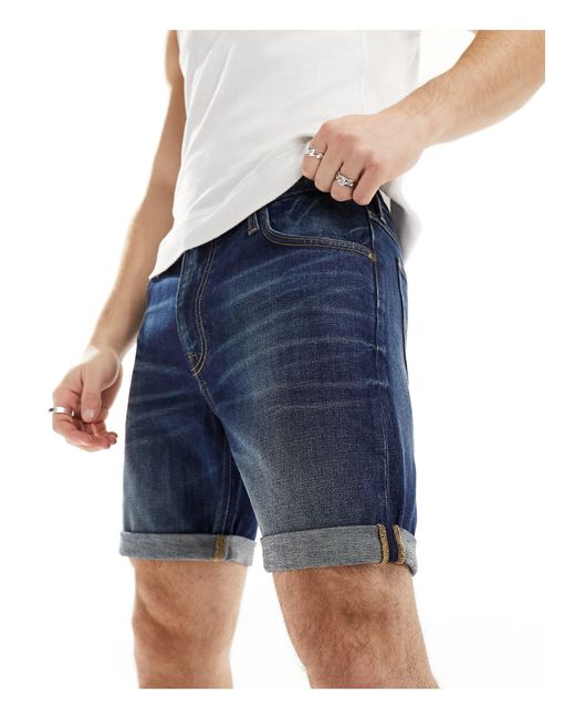 Lee Jeans – rider – schmal geschnittene jeans-shorts in Blue für Herren