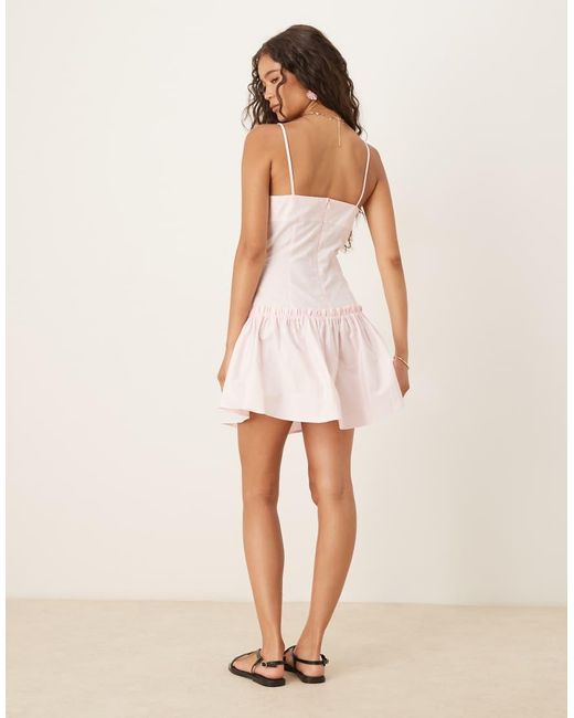 ASOS Natural Cami Seamed Poplin Mini Dress With Full Skirt