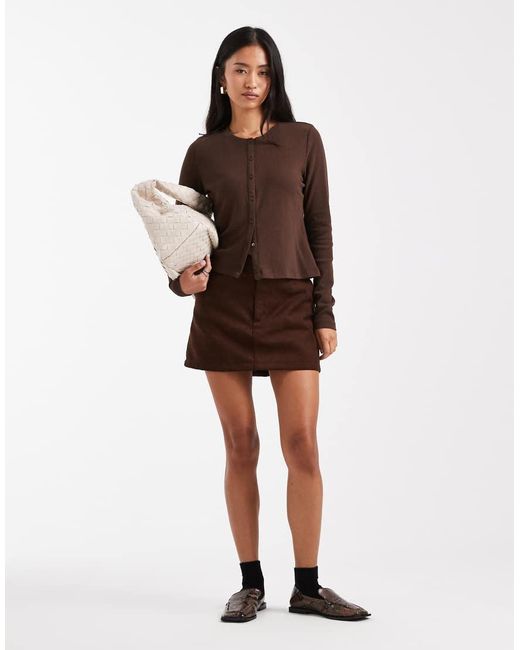 Threadbare Brown Button Up Long Sleeve Jersey Top