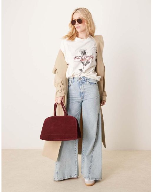 Camiseta Extragrande Con Estampado Gráfico De Rosa De -Blanco ASOS de color White