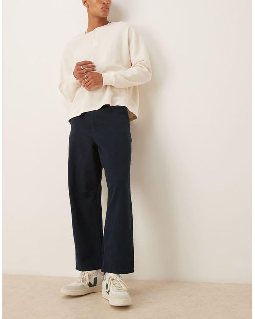 ASOS White Relaxed Tapered Trousers for men