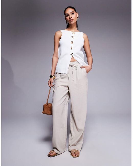 ASOS White Compact Knit Top With Novelty Gold Buttons