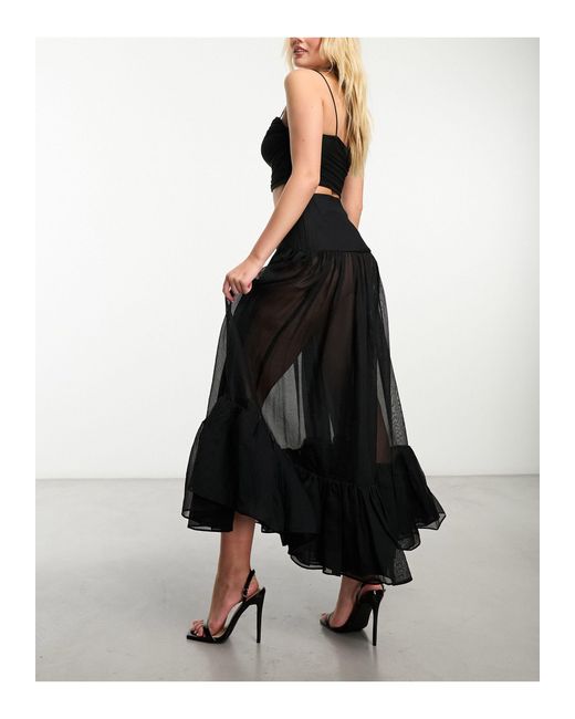 & Other Stories Black Full Maxi Skirt With Tiered Hem