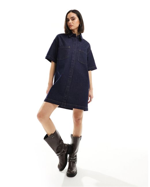 ASOS Blue Short Sleeve Denim Shirt Dress
