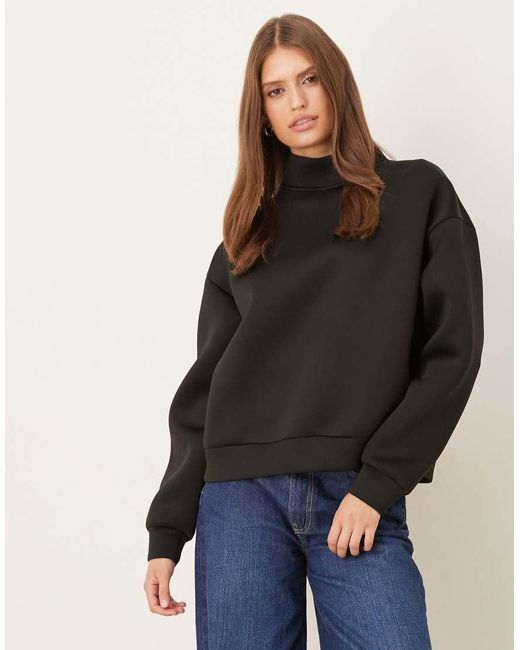 ASOS Black Scuba-style Fabric Funnel Neck Sweat