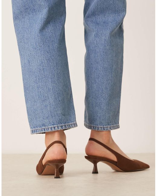 ASOS Blue Stroll Slingback Mid Heeled Shoes