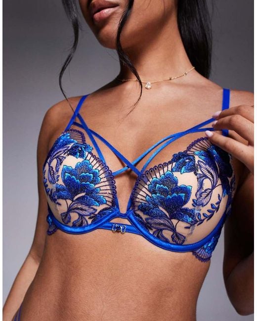 Ann Summers Blue Faithful Fan Padded Plunge Bra