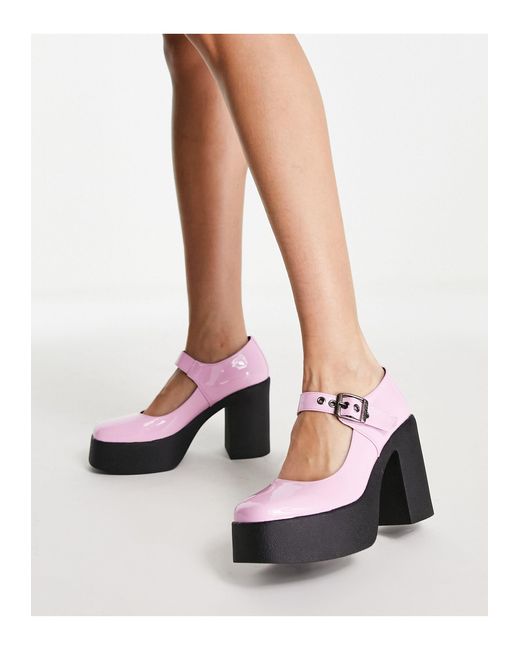 LAMODA Platform Heel Mary Jane Shoe in Pink | Lyst Canada