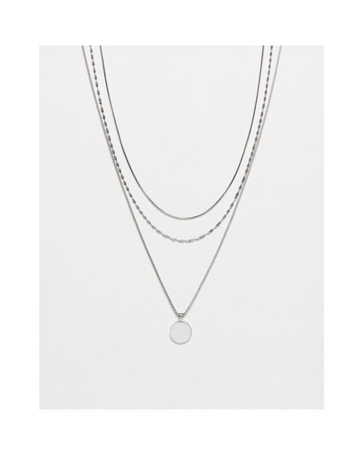 TOPSHOP White Phoebe Waterproof 3 Pack Of Necklaces With Pendant