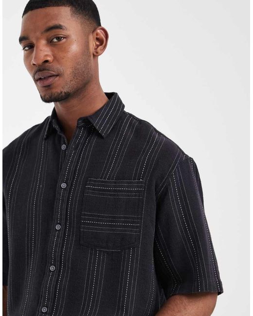 Redefined Rebel Black Drake Oversized Shirt for men